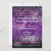 Invitation Violet Lune d'Halloween et Toile d'Arai (Dos)