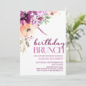 Invitation Violet Magenta Purple Floral Anniversaire Brunch (Debout devant)