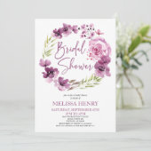 Invitation Violet Magenta Purple Floral Fleurs Fête des marié (Debout devant)