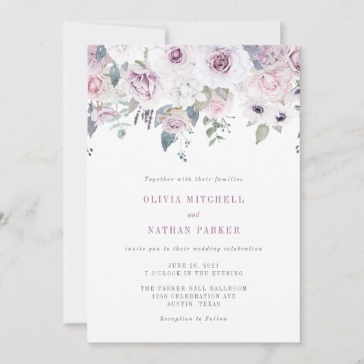 Invitation Violet | Mariage floral (Devant)