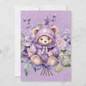 Invitation Violet mignon Ours Teddy Floral Nous Pouvons Atten (Dos)