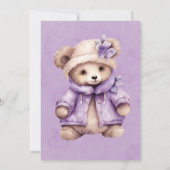 Invitation Violet mignonne Teddy Chaise Ours Fille Baby showe (Dos)