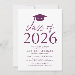 Invitation Violet   Modern Class of 2023 Graduation Party