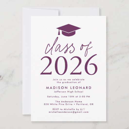 Invitation Violet | Modern Class of 2023 Graduation Party (Devant)