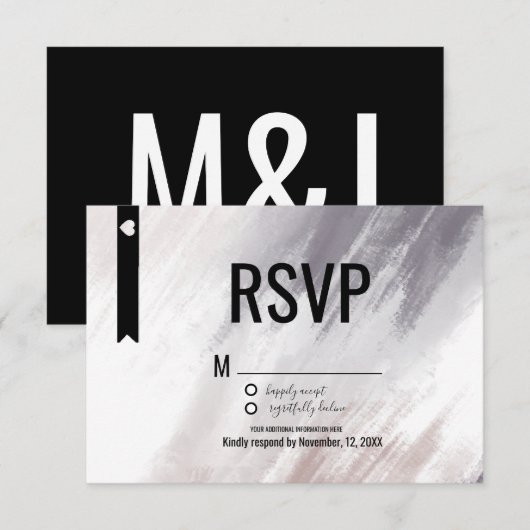 Invitation Violet moderne Abstrait Blush Strokes Mariage RSVP (Devant / Derrière)