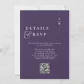 Invitation Violet moderne élégant Monogramme Mariage QR Code (Dos)