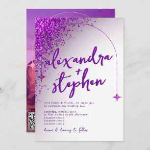 Invitation Violet moderne Viva Magenta Velvet Parties scintil