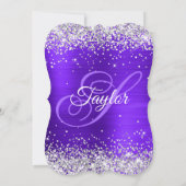 Invitation Violet Monogramme Pailleté Argent 40e Anniversaire (Dos)
