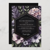 Invitation Violet Nocturnal Bloom Wedding (Devant / Derrière)
