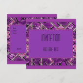 Invitation Violet Noir Art Déco (Devant / Derrière)