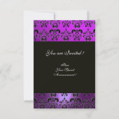 INVITATION VIOLET NOIR BLANC DAMAS MONOGRAMME RSVP (Dos)