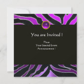 Invitation VIOLET NOIR BLANC FOURRURE ZÈBRE MONOGRAMME, améth (Dos)