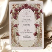 Invitation Violet noir Calla Lily Mariage Art Nouveau Mucha