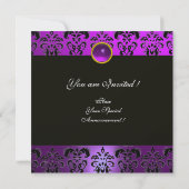 INVITATION VIOLET NOIR DAMAS MONOGRAMME AMÉTHYSTE MÉTAL ARGEN (Dos)