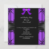 Invitation Violet noir dentelle photo élégante fête d'anniver (Dos)