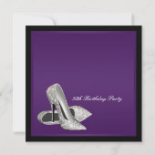 Invitation Violet noir talons hauts femmes 50e anniversaire (Dos)