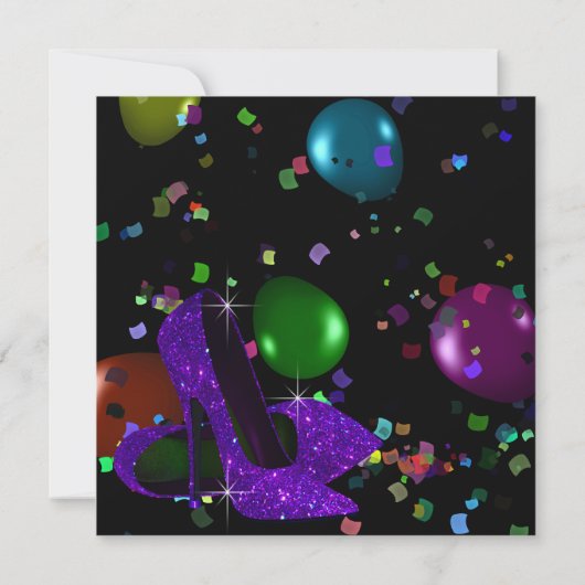 Invitation Violet noir talons hauts femmes fête d'anniversair (Dos)