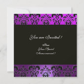 INVITATION VIOLET NOIR TEAL BLEU TURQUOISE DAMAS MONOGRAMME (Dos)