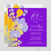 Invitation Violet Orange Jaune Fleurs sauvages 100e anniversa (Devant / Derrière)