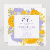 Invitation Violet Orange Jaune Fleurs sauvages 100e anniversa (Devant / Derrière)