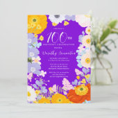 Invitation Violet Orange Jaune Fleurs sauvages 100e anniversa (Debout devant)