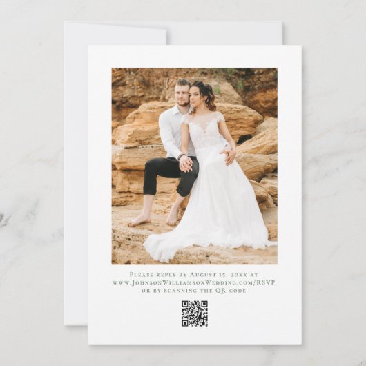 Invitation Violet orange vert Floral QR Code Mariage photo (Dos)