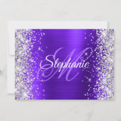 Invitation Violet Pailleté Monogramme Fantaisie 40e Anniversa (Dos)