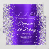 Invitation Violet Pailleté Monogramme Fantaisie 40e Anniversa (Devant / Derrière)