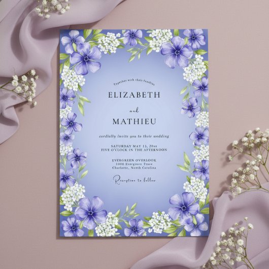 Invitation Violet Painterly Floral Romance Wedding