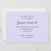 Invitation Violet parties scintillant étincelante Sweet 16 Mo (Dos)