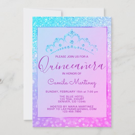 Invitation Violet - Parties scintillant Fille Bleue Éperche Q (Devant)