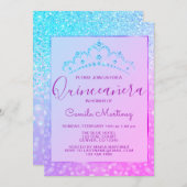 Invitation Violet - Parties scintillant Fille Bleue Éperche Q (Devant / Derrière)