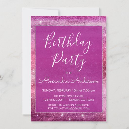 Invitation Violet Parties scintillant Fille Étincelle N'Impor (Devant)