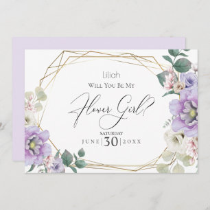 Invitation Violet Peony Flowers Serez-Vous Ma Fille Fleur