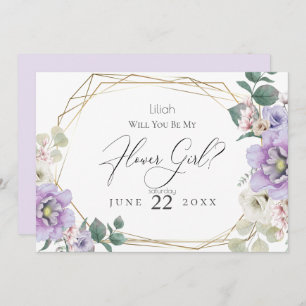 Invitation Violet Peony Flowers Serez-Vous Ma Fille Fleur