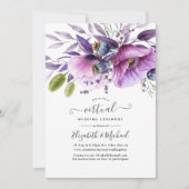 Invitation Violet Poppy Floral Mariage virtuel en ligne (Devant)