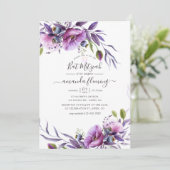 Invitation Violet pourpre Bat mitzvah floral (Debout devant)