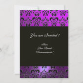 Invitation VIOLET POURPRE NOIR  DAMAS MONOGRAMME, blanc (Dos)