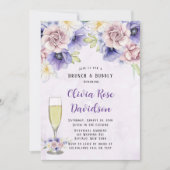 Invitation Violet Purple Aquarelle Florals Brunch & Bubbly (Devant)