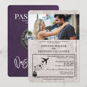 Invitation Violet Purple Nashville Mariage de passeport