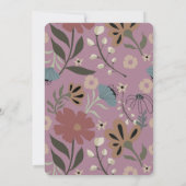 Invitation Violet rétro, vert, brun, floral, mariage (Dos)