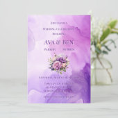 Invitation Violet Rose Alcool Jardin Mariage Célébration (Debout devant)