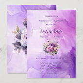 Invitation Violet Rose Alcool Jardin Mariage Célébration (Devant / Derrière)