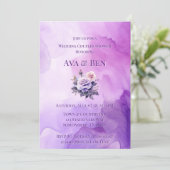 Invitation Violet Rose Alcool Jardin Mariage Couples Douche (Debout devant)