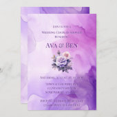 Invitation Violet Rose Alcool Jardin Mariage Couples Douche (Devant / Derrière)
