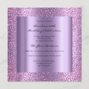 Invitation Violet rose Confetti Fête des mariées Anniversaire