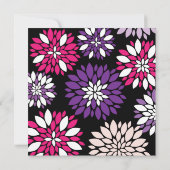 Invitation Violet rose Fleur Art sur Noir (Dos)