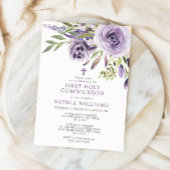 Invitation Violet Rose Floral Première sainte communion