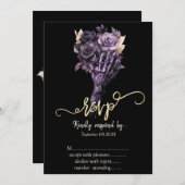 Invitation Violet Rose gothique RSVP (Devant / Derrière)