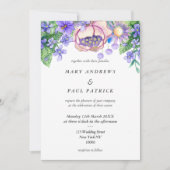 Invitation Violet rose lavande or fleur sauvage Mariage (Devant)
